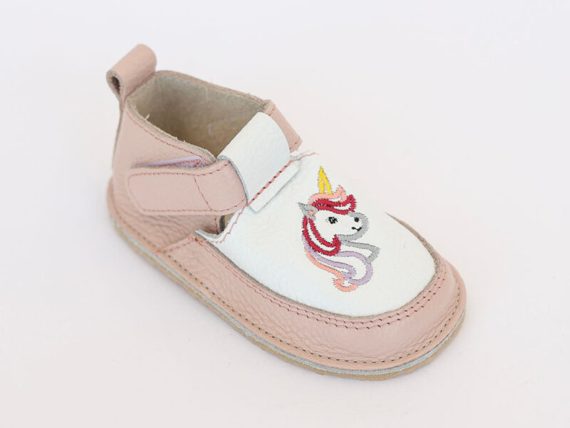 Pantofi barefoot pentru fetite, brand Macco, broderie cu unicorn