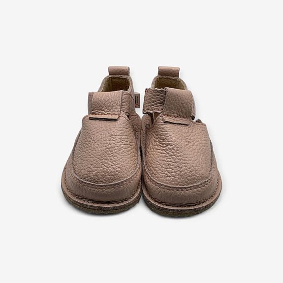 Pantofi Barefoot Macco, Culoare Roz Uni, Primii Pași, Talpă Flexibilă și Antiderapantă, Hand-Made, Piele Naturală