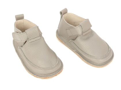 Pantofi Barefoot Macco, Culoare Gri Uni, Primii Pași, Talpă Flexibilă și Antiderapantă, Hand-Made, Piele Naturală