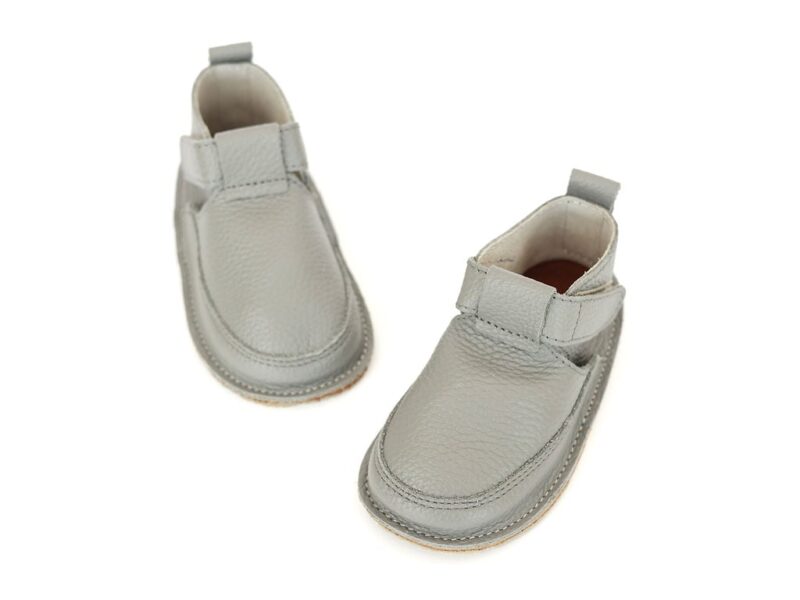 Pantofi Barefoot Macco, Culoare Gri Uni, Primii Pași, Talpă Flexibilă și Antiderapantă, Hand-Made, Piele Naturală - imagine 2