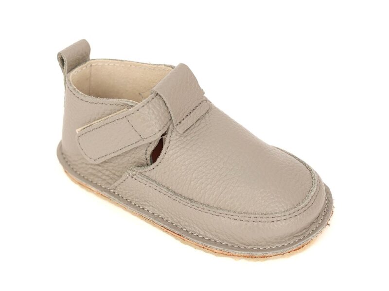 Pantofi Barefoot Macco, Culoare Gri Uni, Primii Pași, Talpă Flexibilă și Antiderapantă, Hand-Made, Piele Naturală - imagine 5
