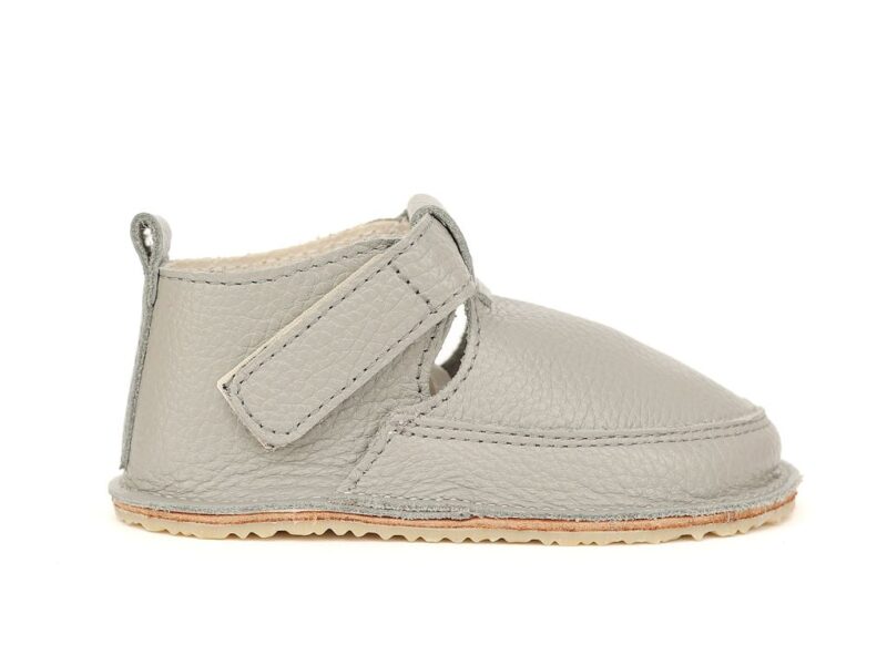 Pantofi Barefoot Macco, Culoare Gri Uni, Primii Pași, Talpă Flexibilă și Antiderapantă, Hand-Made, Piele Naturală - imagine 3