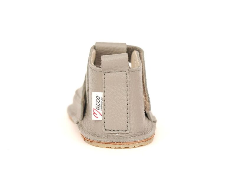Pantofi Barefoot Macco, Culoare Gri Uni, Primii Pași, Talpă Flexibilă și Antiderapantă, Hand-Made, Piele Naturală - imagine 4